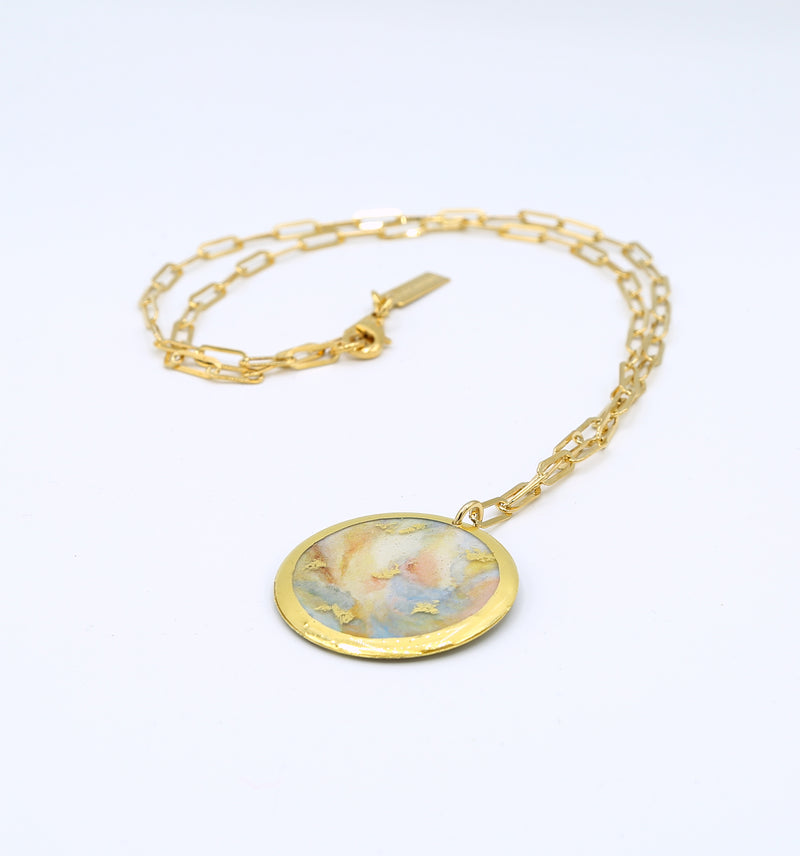 24k Gold Leaf Pendant Necklace