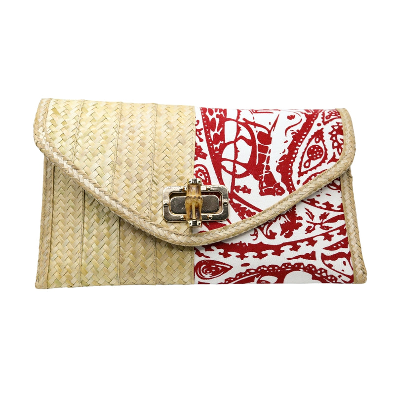 Island Glow Mel Straw Clutch (Red)