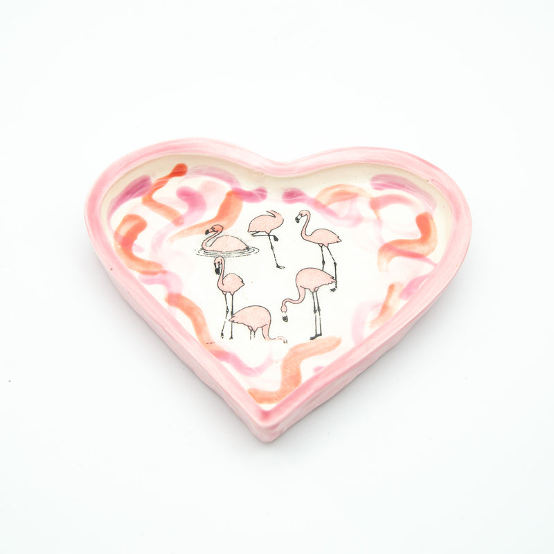 Flamingo Heart Shaped Tray